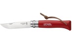 Nóż Opinel  8 INOX czerwony z rzemykiem